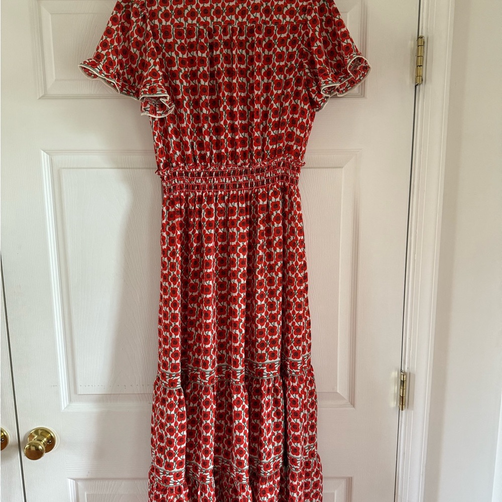 Max Studio Red and White Ruffled Tiered Sundress